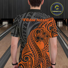 Load image into Gallery viewer, Custom Black And Orange Maori Style Koru Spiral Tribal Men Bowling Polo Team Shirt IPHW10954