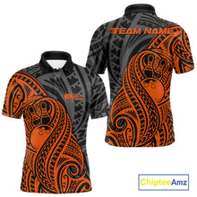 Load image into Gallery viewer, Custom Black And Orange Maori Style Koru Spiral Tribal Men Bowling Polo Team Shirt IPHW10954
