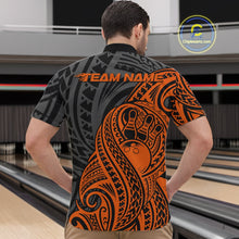 Load image into Gallery viewer, Custom Black And Orange Maori Style Koru Spiral Tribal Men Bowling Quarter-Zip Team Shirt IPHW10954