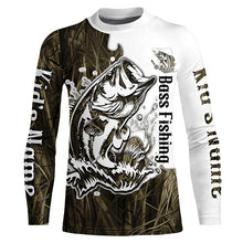 Load image into Gallery viewer, Custom Largemouth Bass Fishing Long Sleeve Tournament Shirts, Bass Fishing League Shirt | Grass Camo IPHW6384