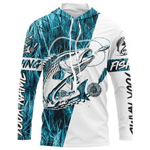 Load image into Gallery viewer, Redfish Fishing Custom Long Sleeve Performance Shirts, Saltwater Redfish Fishing Shirts | Blue Camo IPHW6390