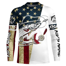 Load image into Gallery viewer, American Flag Custom Chinook Salmon Fishing Long Sleeve Shirts, Patriotic Salmon Fishing Jerseys IPHW6393