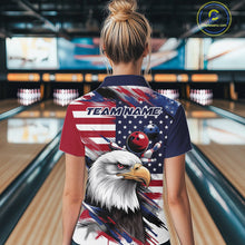 Load image into Gallery viewer, Custom Patriotic Eagle Bowling Shirts For Women, US Flag Bowling League Team Shirt IPHW9476