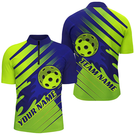 Blue And Green Custom Flame Ball Pickleball Shirts For Men, Personalized Pickleball Team Uniform IPHW7454