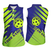 Load image into Gallery viewer, Blue And Green Custom Flame Ball Ladies Pickleball Shirts, Pickleball Team Uniform IPHW7454