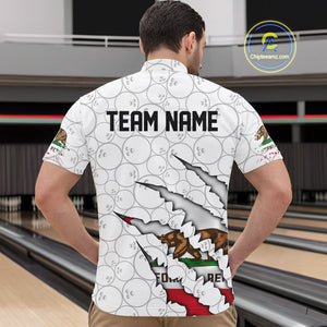Custom California Flag Bowling Team Quarter-Zip Shirts For Men, California Bowling League Shirt IPHW9836