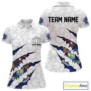 Custom Michigan Flag Bowling Team Polo Shirts For Women, Michigan Bowling League Shirt IPHW9837