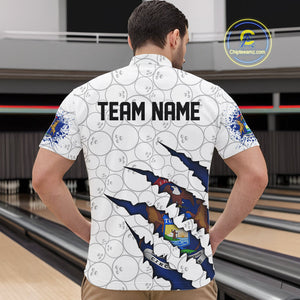 Custom Michigan Flag Bowling Team Quarter-Zip Shirts For Men, Michigan Bowling League Shirt IPHW9837