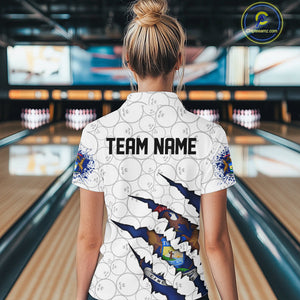 Custom Michigan Flag Bowling Team Women Quarter-Zip Shirt, Michigan Bowling League Shirt IPHW9837