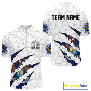 Custom Michigan Flag Bowling Team Quarter-Zip Shirts For Men, Michigan Bowling League Shirt IPHW9837