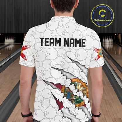 Custom Florida Flag Bowling Team Polo Shirts For Men, Florida Bowling League Shirt IPHW9838