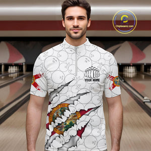 Custom Florida Flag Bowling Team Quarter-Zip Shirts For Men, Florida Bowling League Shirt IPHW9838
