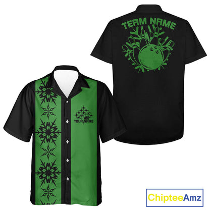 Custom Retro 50S Christmas Bowling Button Up Shirts, Vintage Xmas Bowling Shirt IPHW10106