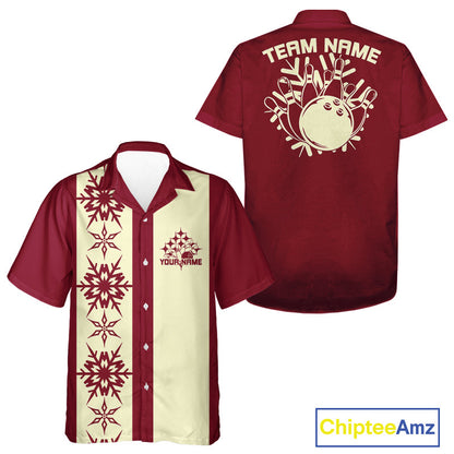 Custom Retro 50S Christmas Bowling Button Up Shirts, Vintage Xmas Bowling Shirt IPHW10106