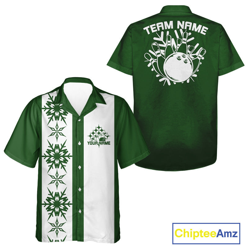 Custom Retro 50S Christmas Bowling Button Up Shirts, Vintage Xmas Bowling Shirt IPHW10106