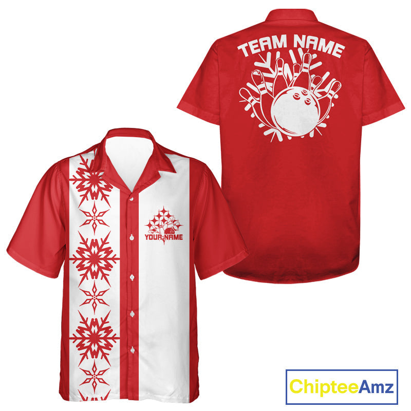 Custom Retro 50S Christmas Bowling Button Up Shirts, Vintage Xmas Bowling Shirt IPHW10106