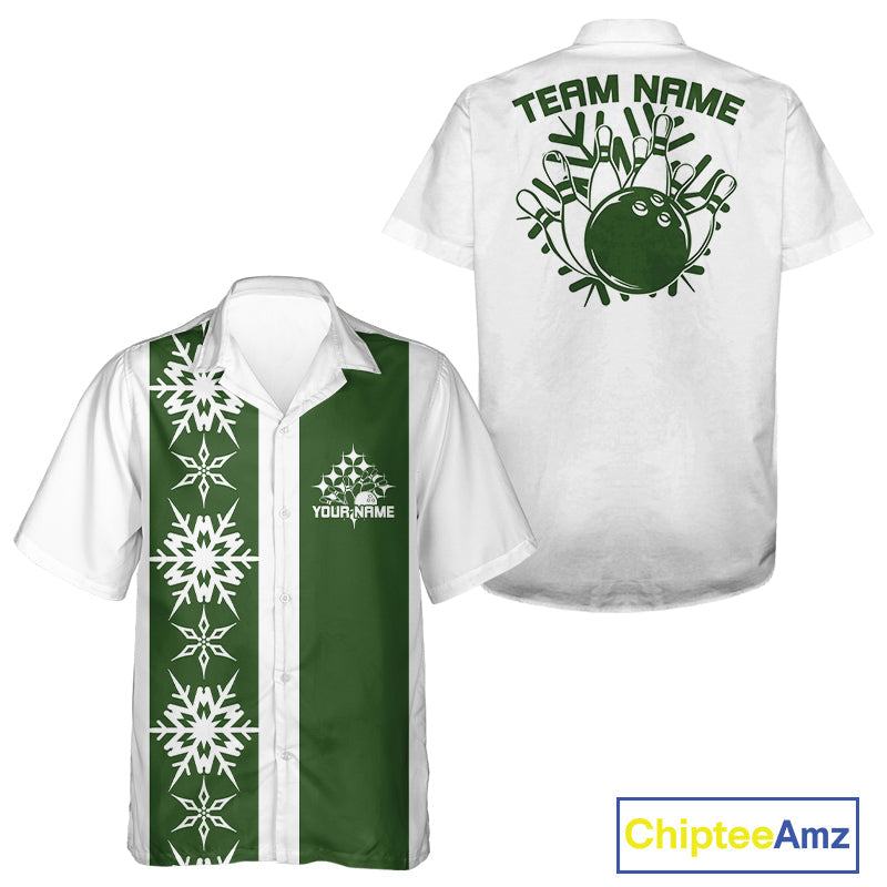 Custom Retro 50S Christmas Bowling Button Up Shirts, Vintage Xmas Bowling Shirt IPHW10106