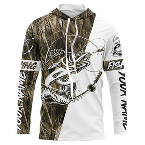 Walleye Fishing Grass Camo Custom Long Sleeve Fishing Shirts, Walleye Tournament Fishing Jerseys IPHW5775