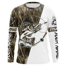 Load image into Gallery viewer, Walleye Fishing Grass Camo Custom Long Sleeve Fishing Shirts, Walleye Tournament Fishing Jerseys IPHW5775