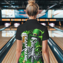 Load image into Gallery viewer, Custom Green St Patricks Day Funny Skull Drink Beer Bowling Polo Shirts For Women IPHW8380