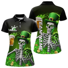 Load image into Gallery viewer, Custom Green St Patricks Day Funny Skull Drink Beer Bowling Polo Shirts For Women IPHW8380