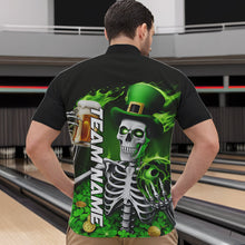 Load image into Gallery viewer, Custom Green St Patricks Day Funny Skull Drink Beer Bowling Quarter-Zip Shirts For Men IPHW8380