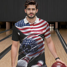 Load image into Gallery viewer, Custom US Flag Bowling League Shirts, Patriotic Bowling Team Polo Shirts For Men IPHW8385