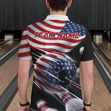 Load image into Gallery viewer, Custom US Flag Bowling League Shirts, Patriotic Bowling Team Polo Shirts For Men IPHW8385