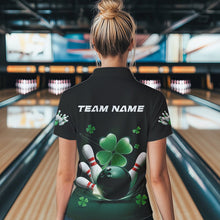 Load image into Gallery viewer, Custom Green Shamprock Saint Patricks Bowling Womens Polo Shirts, Lucky Bowling Team Shirt IPHW8571