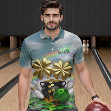 Load image into Gallery viewer, Custom Saint Patricks Day Bowling Polo Team Shirts For Men, Lucky Bowling League Shirt IPHW8573