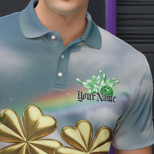 Load image into Gallery viewer, Custom Saint Patricks Day Bowling Polo Team Shirts For Men, Lucky Bowling League Shirt IPHW8573