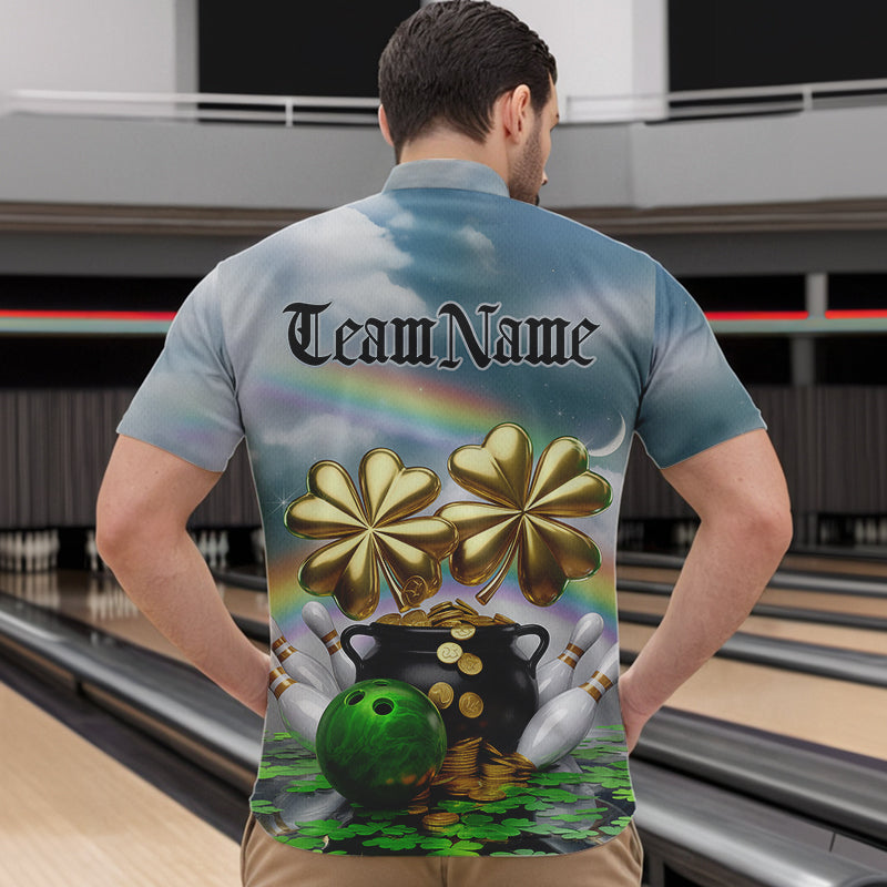 Custom Saint Patricks Day Bowling Quarter-Zip Team Shirts For Men, Lucky Bowling League Shirt IPHW8573