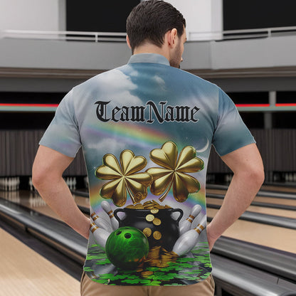 Custom Saint Patricks Day Bowling Quarter-Zip Team Shirts For Men, Lucky Bowling League Shirt IPHW8573