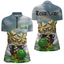 Load image into Gallery viewer, Custom Saint Patricks Day Bowling Quarter-Zip Team Shirts For Women, Bowling League Shirt IPHW8573