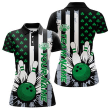 Load image into Gallery viewer, Custom Saint Patricks Bowling Polo Shirts For Women, Shamrock Flag US Bowling Team Shirt IPHW8575