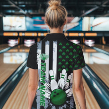 Load image into Gallery viewer, Custom Saint Patricks Bowling Womens Quarter-Zip Shirt, Shamrock Flag US Bowling Team Shirt IPHW8575