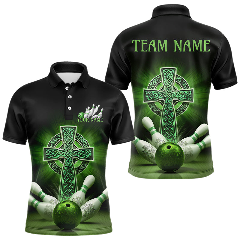 Custom Celtic Cross Faith Bowling Polo Team Shirts For Men, Bowlers Outfits IPHW8577