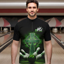 Load image into Gallery viewer, Custom Celtic Cross Faith Bowling Quarter-Zip Team Shirts For Men, Bowlers Outfits IPHW8577