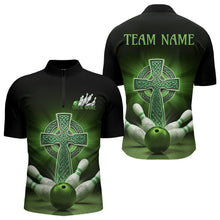 Load image into Gallery viewer, Custom Celtic Cross Faith Bowling Quarter-Zip Team Shirts For Men, Bowlers Outfits IPHW8577