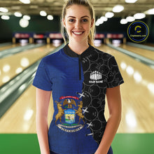 Load image into Gallery viewer, Michigan Flag Custom Bowling Team Shirts For Women, Patriotic Bowling League Shirt IPHW10717