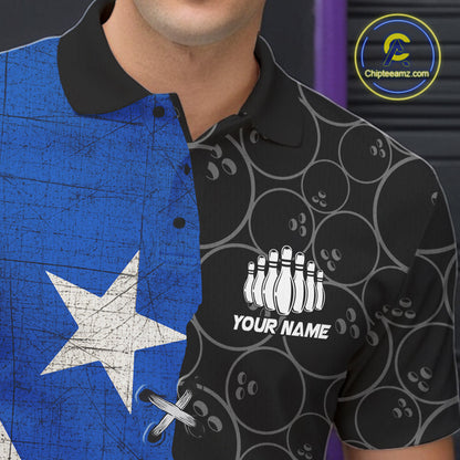 Puerto Rico Flag Custom Bowling Team Shirts For Men, Patriotic Bowling League Shirt IPHW10719