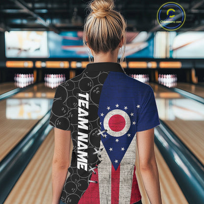 Ohio Flag Custom Bowling Team Shirts For Women, Patriotic Bowling League Shirt IPHW10720