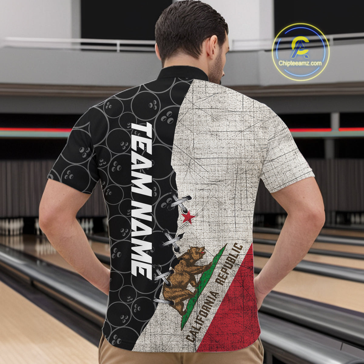 California Flag Custom Bowling Team Shirts For Men, Patriotic Bowling League Shirt IPHW10721