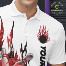Load image into Gallery viewer, Custom Red Flame Bowling Team Jerseys, Bowling League Polo Shirt For Men IPHW10727
