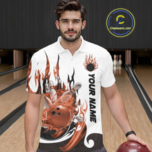 Load image into Gallery viewer, Custom Orange Flame Bowling Team Jerseys, Bowling League Polo Shirt For Men IPHW10729