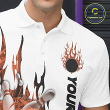 Load image into Gallery viewer, Custom Orange Flame Bowling Team Jerseys, Bowling League Polo Shirt For Men IPHW10729
