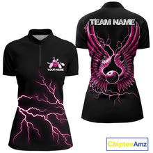 Load image into Gallery viewer, Custom Pink Lightning Bowling Ball With Wings Bowling Women Team Shirt, Bowling Jerseys IPHW10731