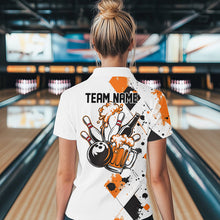Load image into Gallery viewer, Orange Argyle Pattern Custom Funny Bowling And Beer Team Quarter-Zip Shirts For Women IPHW8890