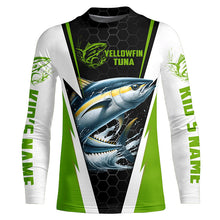 Load image into Gallery viewer, Custom Yellowfin Tuna Fishing Jerseys, Tuna Long Sleeve Performance Fishing League Shirts | Green IPHW6401