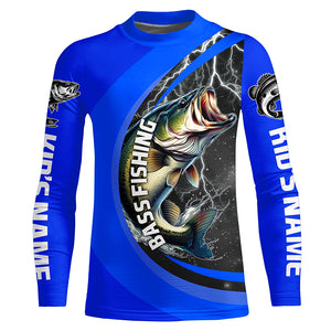 Personalized Largemouth Bass Fishing Jerseys, Bass Long Sleeve Tournament Fishing Shirts |Royal Blue IPHW6420